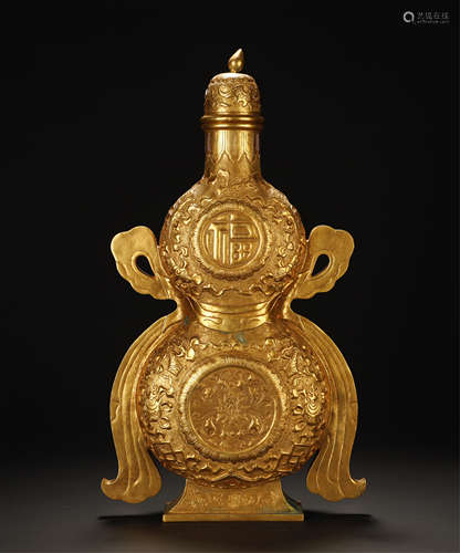 Gilt Bronze Double Gourd Vase