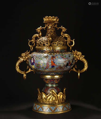 Gilt Bronze Cloisonne Incense Burner