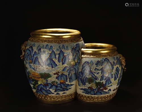 Gilt Cloisonne Siamese Painting Jar