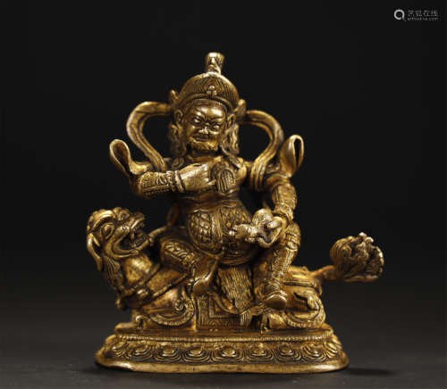 Middle Of Qing Dynasty, Gilt Bronze God Of Furtune