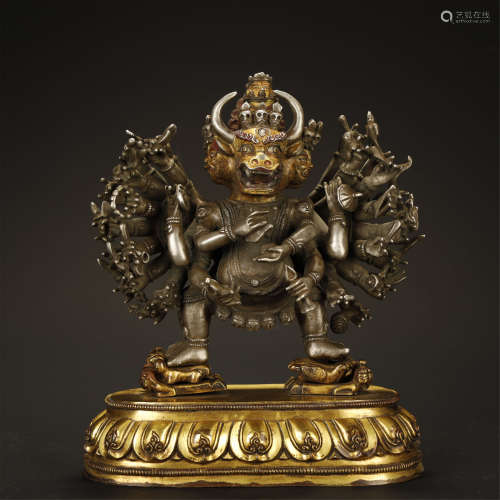 Silver Buddha With Gold Base