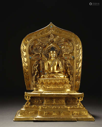 Qing Dynasty, Gilt Bronze Shakyamuni