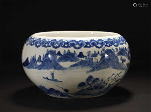 Qing Dynasty, Blue And White Waterpot