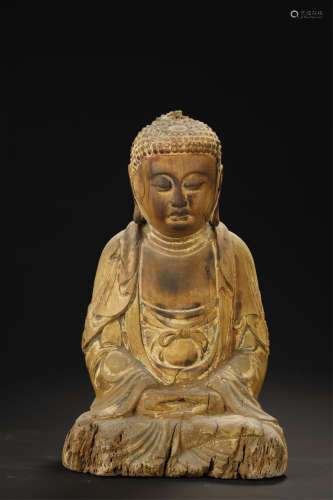 Ming Dynasty, Wood Carved Buddha Statue