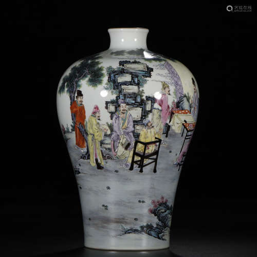 Famille Rose Character Story  Mei Ping Vase