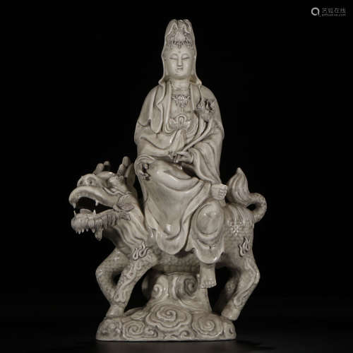 De Hua Yao, Blanc De Chine Qilin Kuan Yin Statue