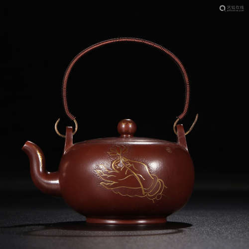 Stoneware Teapot With Outline Of Gold , Celebrity Mark