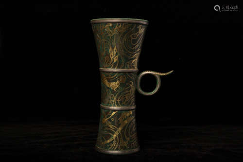 汉代铜错金银竹节型杯