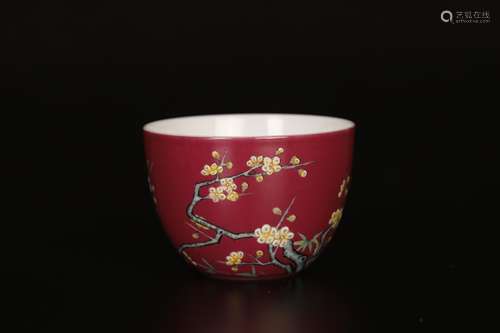 17t,Carmine glaze plum cup