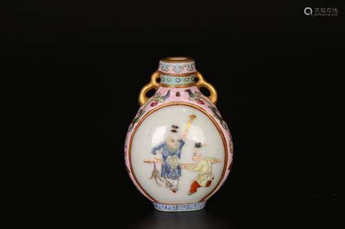 Qianlong，Powder enamel figure snuff bottle