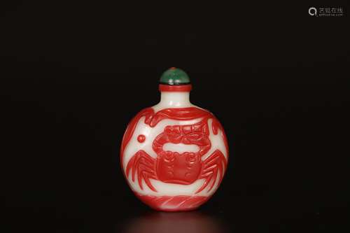 19th Glass crab snuff bottle