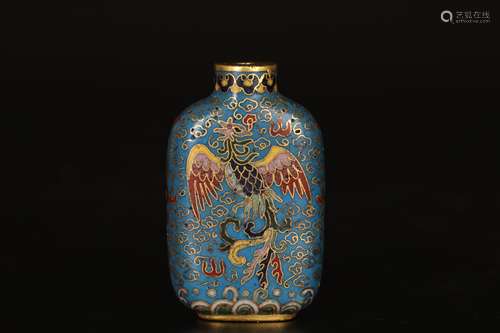 Qianlong，oisonne Dragon Phoenix snuff bottle