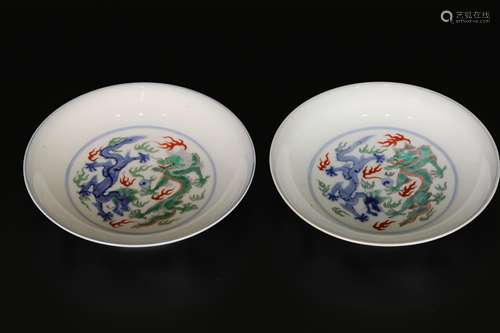 Kangxi,Dou Cailong pattern plate