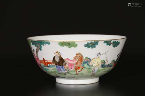 Qian long,Fen Color Figure Bowl