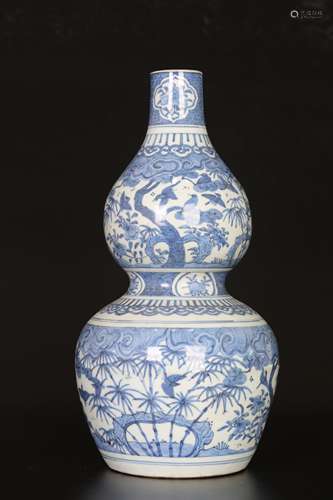 Ming,Blue and white gourd bottle