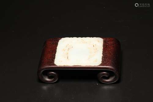 18th,Rosewood long white jade