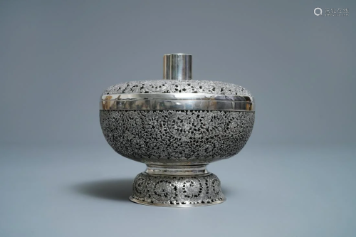A Chinese or Vietnamese reticulated silver …