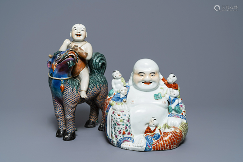 A Chinese famille rose figure of Buddha and a famille