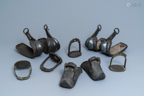 Five pairs of Chinese and Japanese stirrups, 18/19…
