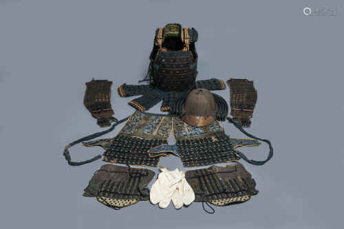 A number of pieces from a Japanese samurai suit…