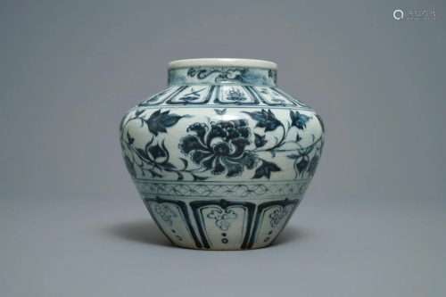 An Annamese blue and white vase with floral design,