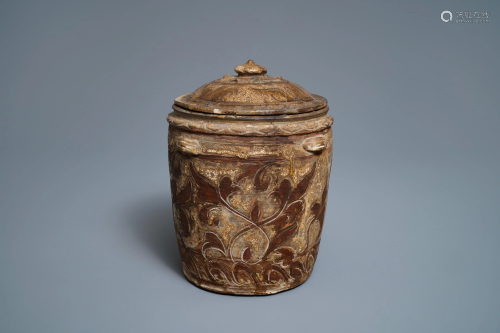 An Annamese polychrome jar and cover wit…