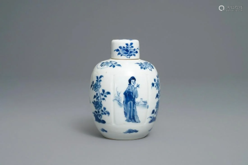 A Chinese blue and white 'Long Eliza' tea caddy …