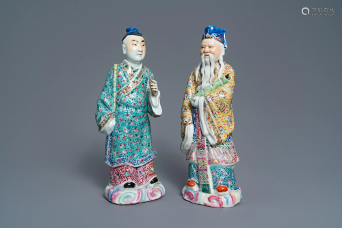 Two Chinese famille rose figures of immortals, 19/20th