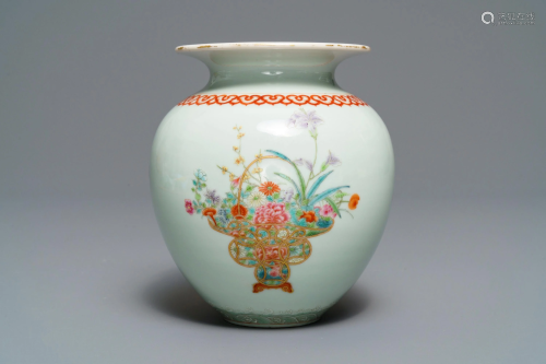 A Chinese famille rose vase with flower vases, Qianl…