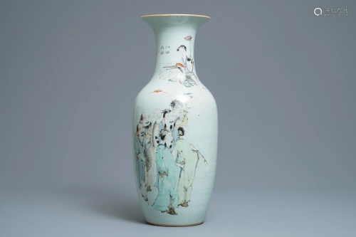 A Chinese qianjiang cai 'immortals' vase, signed Ma