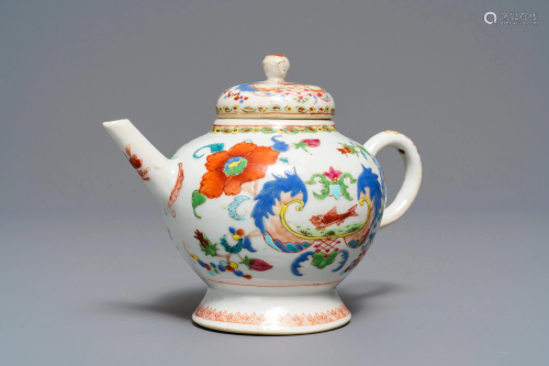 A Chinese famille rose 'Pompadour' teapot and cover,