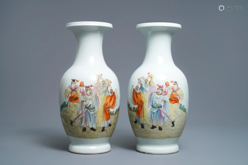 A pair of Chinese famille rose vases, Qianlong …