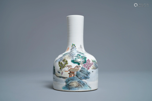 A Chinese famille rose 'landscape' vase, signed Zhang