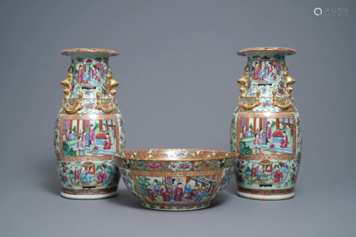 A pair of Chinese Canton famille rose vases an…