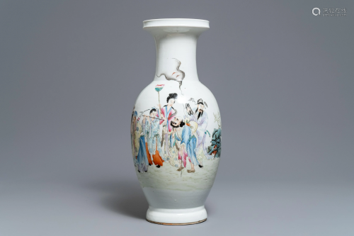 A Chinese famille rose 'immortals' baluster vase,