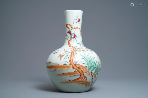A Chinese famille rose 'peaches' vase, Qianlong mark,