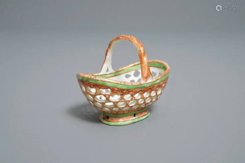 A Chinese iron red and green reticulated basket,