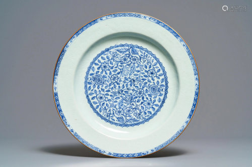 A Chinese blue and white dish with incised rim, …