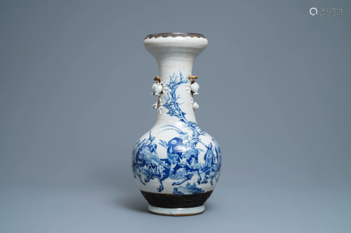 A Chinese blue, white and copper red Nanking