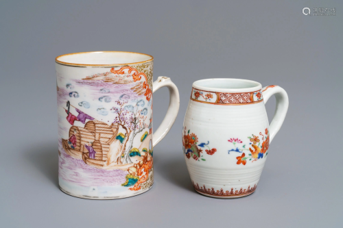 Two Chinese famille rose and 'Mandarin' design mugs,
