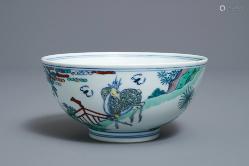 A Chinese doucai 'monkey and deer' bowl, Che…
