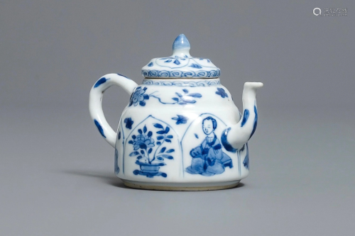 A Chinese blue and white 'Long Eliza' teapot, Yu …