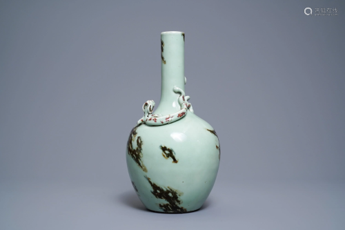 A Chinese copper-red-decorated celadon vase, Qia…