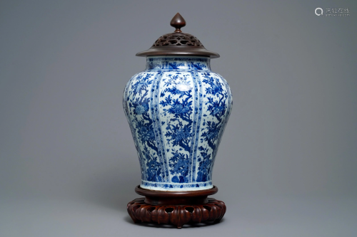 A large Chinese blue and white baluster jar with …