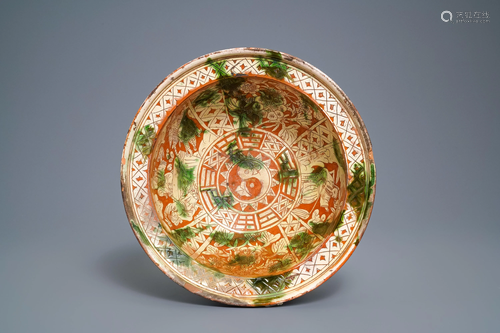 A Chinese sancai-glazed stoneware basin, late…