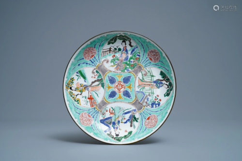 A Chinese famille verte 'Four hearts' dish after a