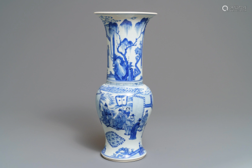 A Chinese blue and white yenyen vase with fine