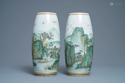 A pair of Japanse Satsuma landscape vases, Me…