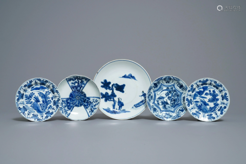 Five Chinese blue and white ko-sometsuke and kraak