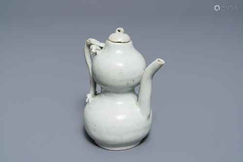 A Chinese qingbai ewer and cover, Yuan